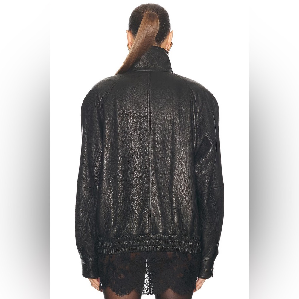 SAINT LAURENT Leather Jacket Stand Collar Runway Black Leather Bomber 2025 - Picture 7 of 17